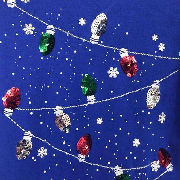 KAREN Scott Sequin Embellished Christmas Lights & Snowflakes Scoop Neck Top NWT - Picture 4 of 9